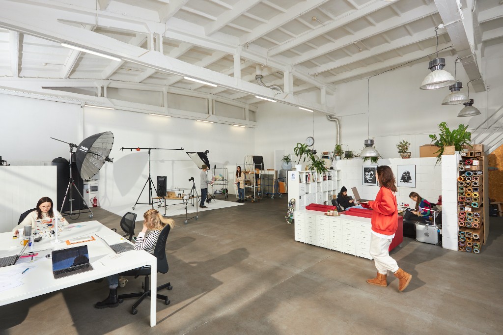 The EVG Studio space — shooting floor and team work areas in one hall